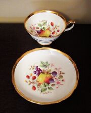 Hammersley English Bone China Tea Cup and Saucer Fruit Accents with Gold Rims picture