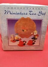 1997 Thanksgiving Miniature Tea Set 8 piece Handpainted Poly Resin picture