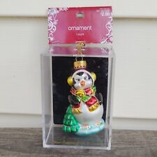 NEW Hand Crafted Glass Christmas Ornament Penguin Target  3.5