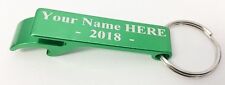 50pcs Custom Engraved GREEN METAL BOTTLE OPENER KEYCHAIN PERSONALIZED picture