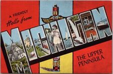 Vintage MICHIGAN Large Letter Postcard 