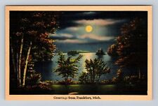 Frankfort MI-Michigan, General Greetings Night Lake View, Vintage Postcard picture