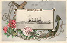 Japanese Art Postcard Commemeration of The American White Fleet In Yokohama 1908 picture