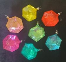 Gorgeous Lot Of 7 Vintage Glass Ornaments Brightly Colored Geometrical Shapes picture