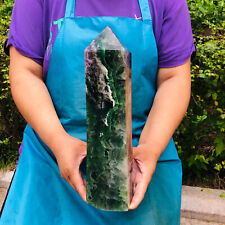 7.43LB Natural Colourful Fluorite Obelisk Quartz Crystal Tower Point Healing picture