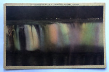Horseshoe Falls Illuminated at Night Niagara Falls Canada Vintage Postcard picture