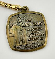 Bangor PA Merchants Bank 1966 Advertising Brass Keychain Key Ring Chain Vintage picture