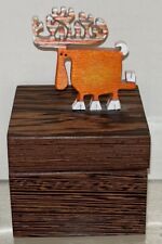 Beautiful Wooden trinket dish With Orange Moose On Top picture