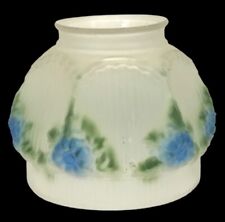 VTG Reverse Hand Painted~Ribbed~Glass~Lamp Shade~Pendant~Torchere~Floral~Blue picture