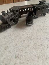 Cast Iron Locomotive,coal Car, Passenger&caboose Train Decor-wheels Mobile Black picture