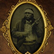 CIVIL WAR COLLODION AMBROTYPE 1861-1864 NORTH BROTHERS PAWNEE SCOUT ARMED IMAGE picture