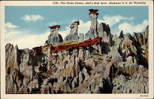 Three Sisters rock formation Hell's Half Acre Highway 20 Wyoming 1930s linen picture