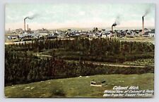 c1908~Calumet & Hecla Mines from Swede Town Tanks~Michigan MI~Antique Postcard picture