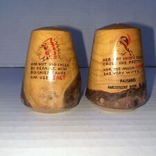 Vintage PALISADES AMUSEMENT PARK NJ Hand Carved Salt And Pepper Shakers Native picture