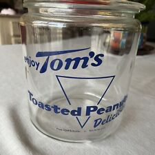 Tom's Toasted Peanuts Glass Jar Embossed Lid Container Candy Store Point of Sale picture