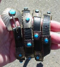 Vintage Navajo Sterling and Turquoise Narrow Concho Belt John Delvin picture
