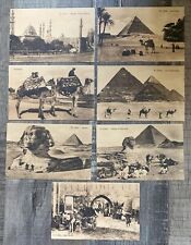 Lot 7 Vintage Photo Postcards Cairo Sphinx Camels Pyramids People Sepia VG picture
