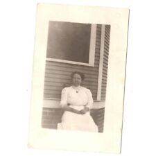 RPPC Lady Sitting in a Chair Outside White Lace Dress Omaha NE Electric Studio picture