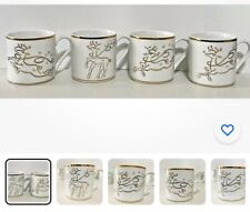 Reindeer Mugs Cups The Rudolph Co Elegant Complete Set of 4 Poses Coffee Cocoa picture