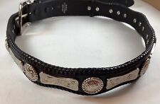 Rare Western Larry Mahan Black Leather 21 Silver Concho Belt Size 44 picture