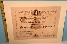 1960s Telephone Pioneers of America Ms. Bowman Certs and letters of appreciation picture