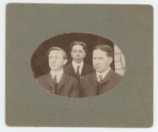 Antique Circa 1900s 5.75x4.75 in Mounted Photo Three Handsome Men in Fine Suits picture