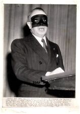 WWII Masked Man Speaks French Underground US Guns Press AP Photograph 8x11