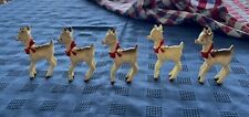 Set of 5 Vintage Christmas Ornaments Celluloid Rudolph the Red-Nosed Reindeers picture