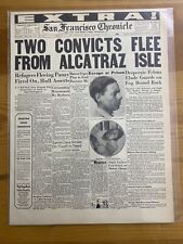 VINTAGE NEWSPAPER HEADLINE ~JAIL CRIME CONVICTS ESCAPE FROM ALCATRAZ PRISON 1937 picture