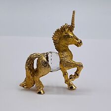 Vintage Unicorn Miniature Faceted Crystal Belly Gold Plated Metal 1983 IFS Figur picture