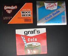 Soda Bottle Labels NOS - Graf's Cola, Club Soda & Root Beer picture