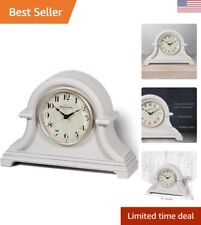 Rustic Gray Cream Mantel Clock - Napoleon Series, Quartz Movement, Shelf Decor picture