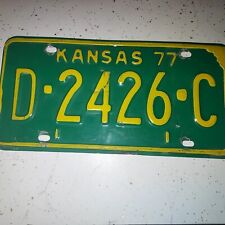 Kansas 1977 License Plate Vintage License Plate D C County Decor Collector Green picture
