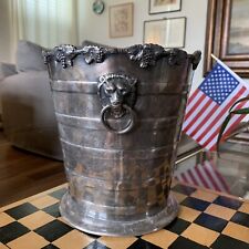 Vintage STRACHAN  Silver Plated Wine Cooler/ Ice Bucket  Lion Head Handles picture
