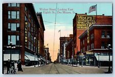 Des Moines Iowa IA Postcard Walnut Street Looking East Eighth St. c1910 Vintage picture