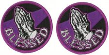 BLESSED PRAYING HANDS CHRISTIAN GOD EMBROIDERED PATCH |2PC  iron On Sew 3