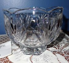 NICE VINTAGE PARTYLITE GLASS BOWL CANDLE HOLDER LEAF? FAN? DETAIL DESIGN WITH X picture