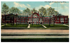 East Toledo Ohio Morrison W. Waite New High School Postcard c.1915 Writing picture