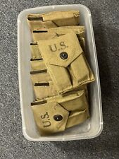 US GI WWII COLT 45 MAGAZINE KHAKI POUCH  WWII DATED WITH 2 USED 7 RD. MAGAZINES. picture