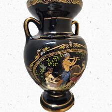 24k Gold Painted Adis Hand Made  Double Handled Vase Greek Made Striking Decor picture