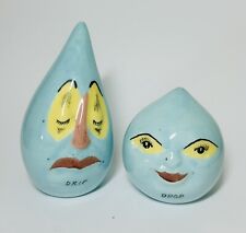 Vtg Anthropomorphic Drip & Drop Water Droplets Salt & Pepper Shakers Read picture