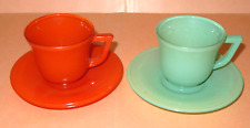 RARE Pair (2) Fire-King Demi Tasse Childs Cups & Saucers~
