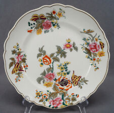 British Multicolor Floral & Butterfly Bone China 10 3/8 Inch Plate 1830-1850 C picture