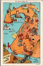 Massachusetts Linen Map Postcard 