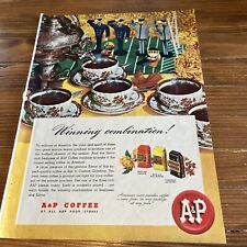 Vintage 1940s Ad Advertisement A&P COFFEE Color Full Page Ephemera Tea Cups picture