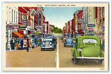 c1940 State St. Classic Cars Establishments Bristol Virginia Tennessee Postcard picture