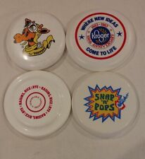 Lot of 4 Vintage Frisbees Discs White Kroger Geoffrey Snap N Pops + picture