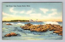 Cape Porpoise Harbor ME-Maine, Light House, Antique Vintage Souvenir Postcard picture