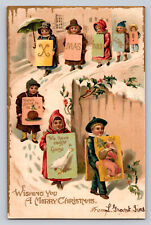 c1905 Children Parade Carry Sign Boards Goose Santa Snow  Christmas  P812 picture