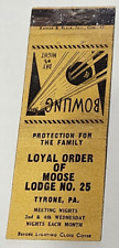 Vintage 40's Matchbook Cover Moose Club Lodge No. 25 Tyrone PA Bowling picture